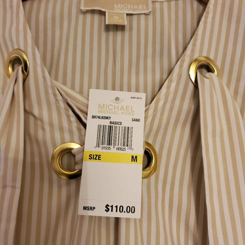 NWT Michael Kors Striped Bell Sleeve Tunic